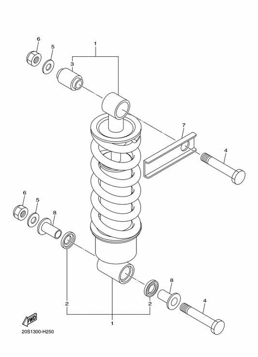 Yamaha 20S-22243-00 Washer 1 — shown on the Rear Suspension parts diagram
