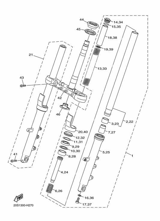 Yamaha 3VD-23125-10 . Metal, Slide 1 — shown on the Front Fork parts diagram