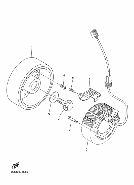 Yamaha 20S-81410-00 Stator Assy — shown on the Generator parts diagram
