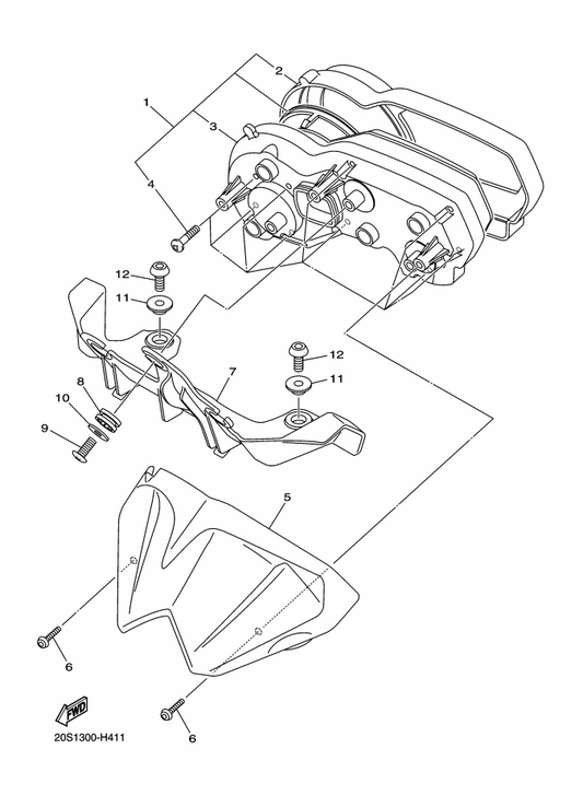 Yamaha 2D1-83572-00 . Case, Speedometer Lower — shown on the Meter parts diagram