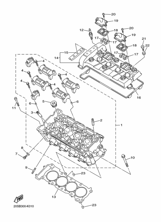 Yamaha 1B3-11191-10 Cover, Cylinder Head 1 — shown on the Cylinder Head parts diagram