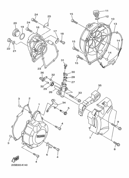Yamaha 90465-10042 Clamp — shown on the Crankcase Cover 1 parts diagram