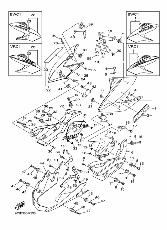 Yamaha 20S-W217F-00-P2 Cover, Side 5 — shown on the Side Cover 2 parts diagram