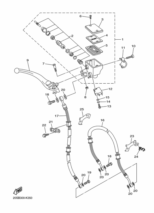 Yamaha 36C-W2587-00 Master Cylinder Sub Assy — shown on the Front Master Cylinder parts diagram