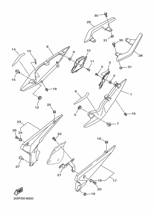 Yamaha 20S-21721-00-PD Cover, Side 2 — shown on the Side Cover parts diagram