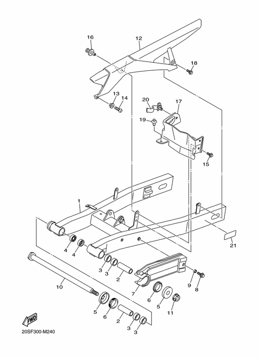 Yamaha 20S-22151-00 Seal, Guard — shown on the Rear Arm parts diagram