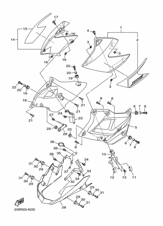 Yamaha 20S-2165C-60 . Graphic, 1 — shown on the Side Cover 2 parts diagram