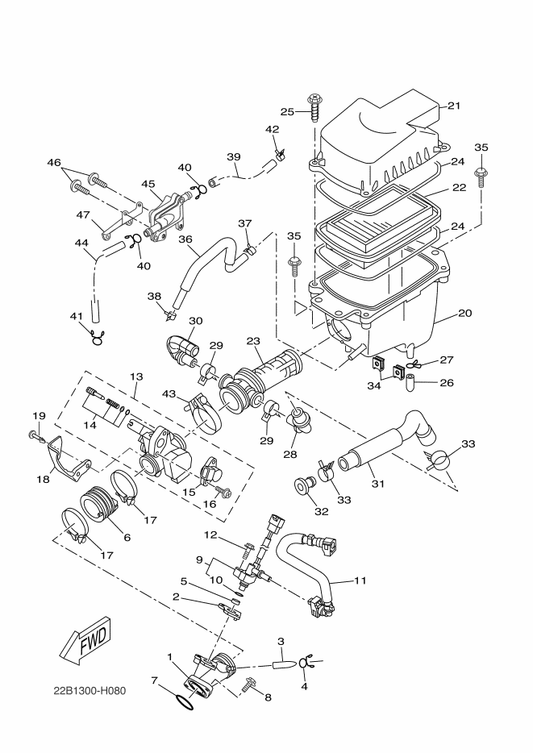 Yamaha 3C1-E4419-00 Pipe — shown on the Intake parts diagram