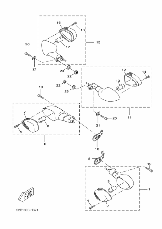 Yamaha 22B-H3312-00 . Lens, Flasher — shown on the Flasher Light parts diagram