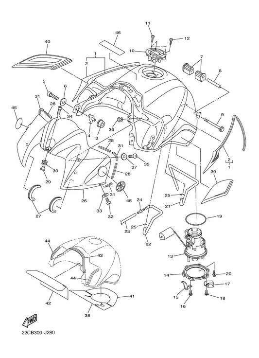 Yamaha 2D1-Y2410-00-X8 Fuel Tank Comp. — shown on the Fuel Tank parts diagram