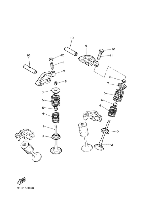 Yamaha 22U-12159-00 Screw, Valve Adjusting — shown on the Valve parts diagram