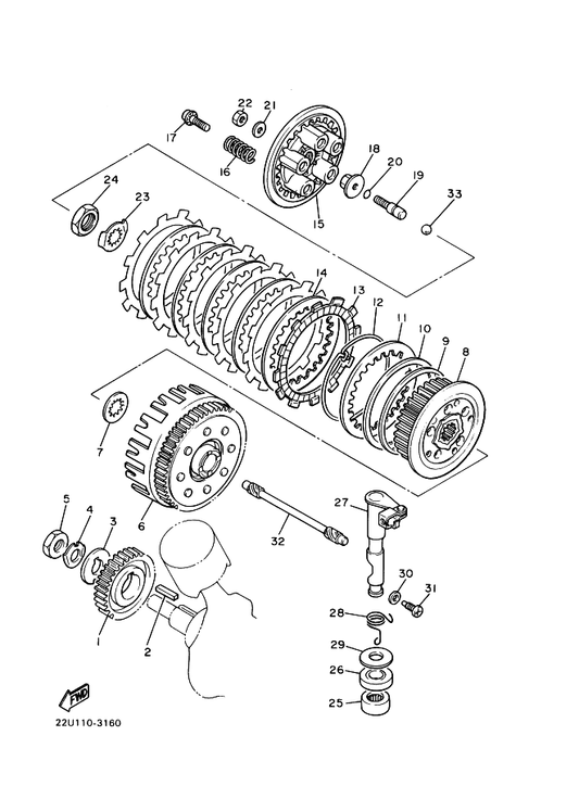 Yamaha 22U-16357-00 Rod, Push 2 — shown on the Clutch parts diagram