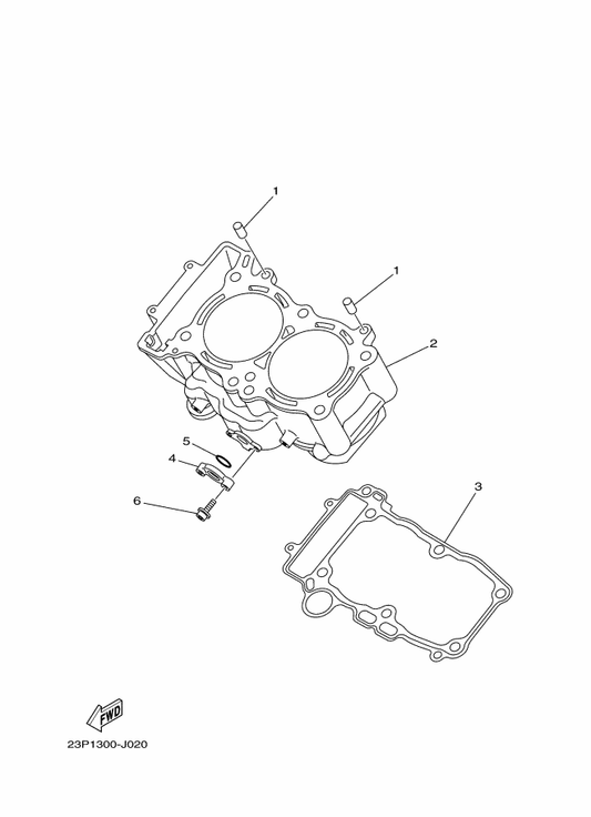 Yamaha 23P-11311-01 Cylinder 1 — shown on the Cylinder parts diagram