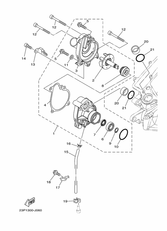 Yamaha 23P-12420-01 Water Pump Assy — shown on the Water Pump parts diagram
