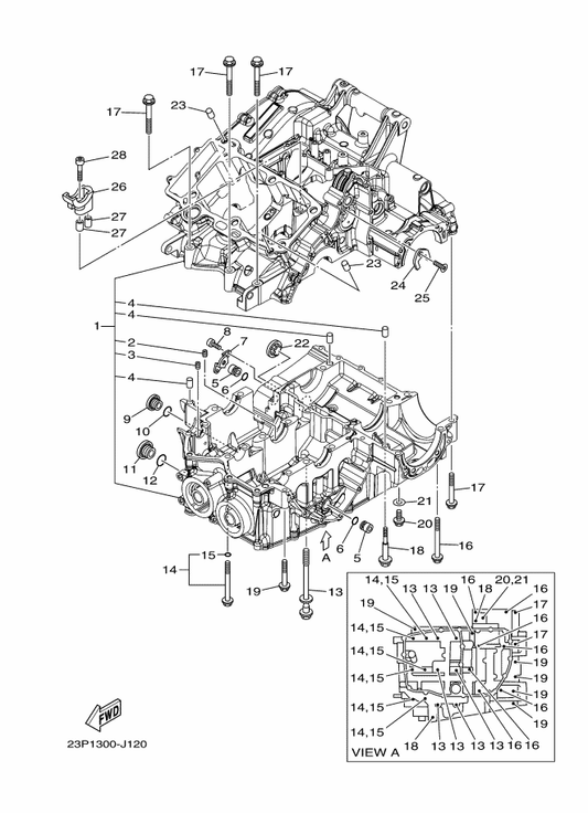 Yamaha 2UJ-15138-00 . Nozzle 1 — shown on the Crankcase parts diagram