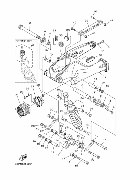 Yamaha 4TV-22216-00 . Bush, Rear Shock Absorber — shown on the Rear Arm & Suspension parts diagram