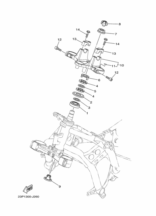 Yamaha 23P-2319U-00 Cap — shown on the Steering parts diagram