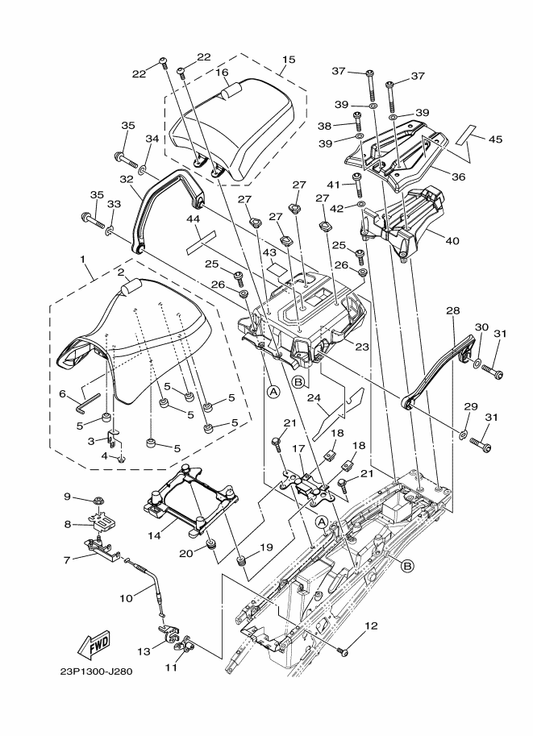 Yamaha 23P-2172P-00 Seat — shown on the Seat parts diagram