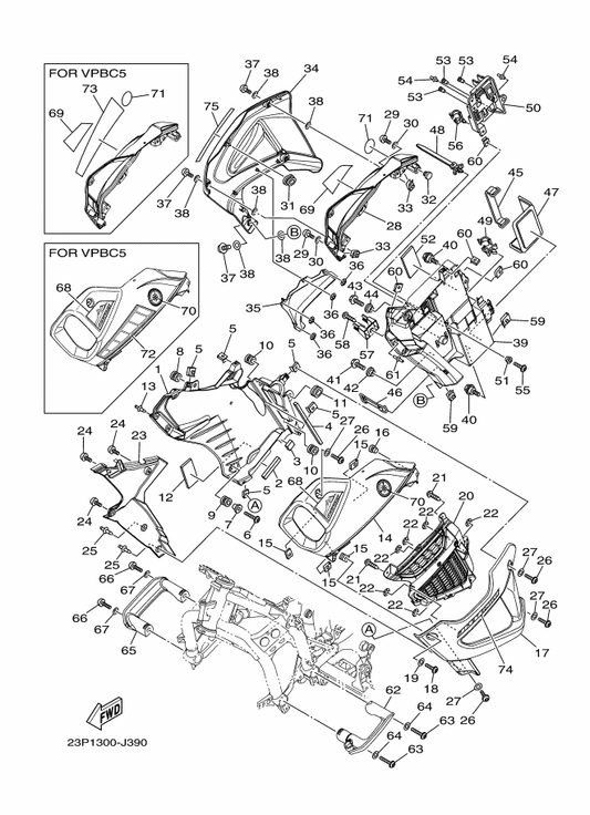 Yamaha 23P-28394-00 Graphic, 4 — shown on the Cowling parts diagram