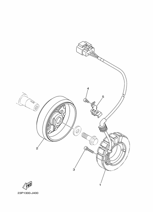 Yamaha 23P-15484-00 Clamp 2 — shown on the Generator parts diagram