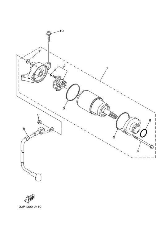 Yamaha 23P-81890-00 Motor Assy — shown on the Starting Motor parts diagram