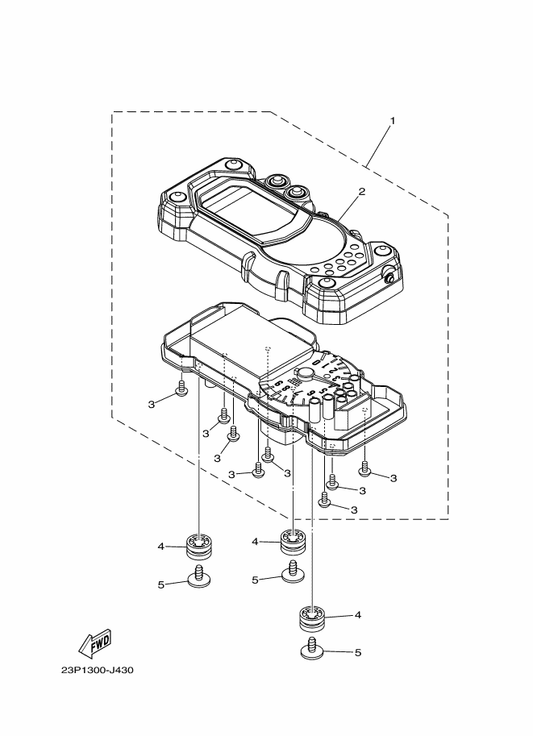 Yamaha 23P-8353E-00 . Case, Meter Upper — shown on the Meter parts diagram