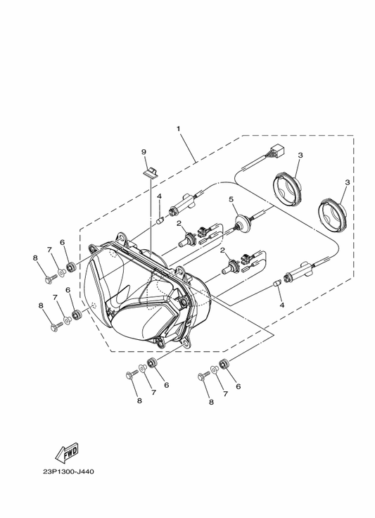 Yamaha 2BS-84300-00 Headlight Assy — shown on the Headlight parts diagram