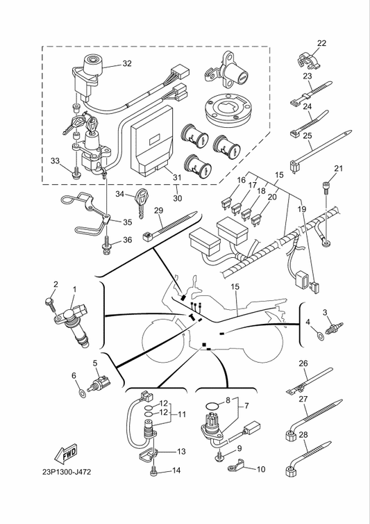 Yamaha 23P-8255P-00 . Immobilizer. Unit Comp. — shown on the Electrical 1 parts diagram