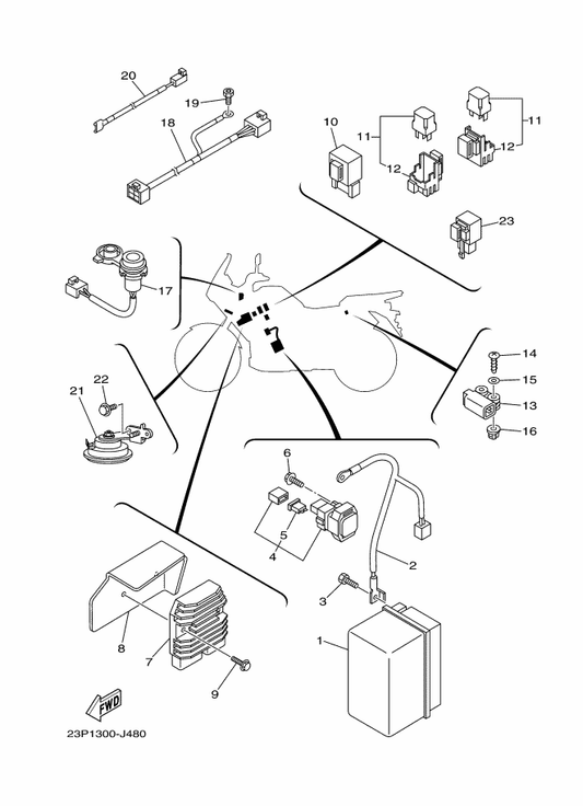 Yamaha 23P-83371-00 Horn — shown on the Electrical 2 parts diagram