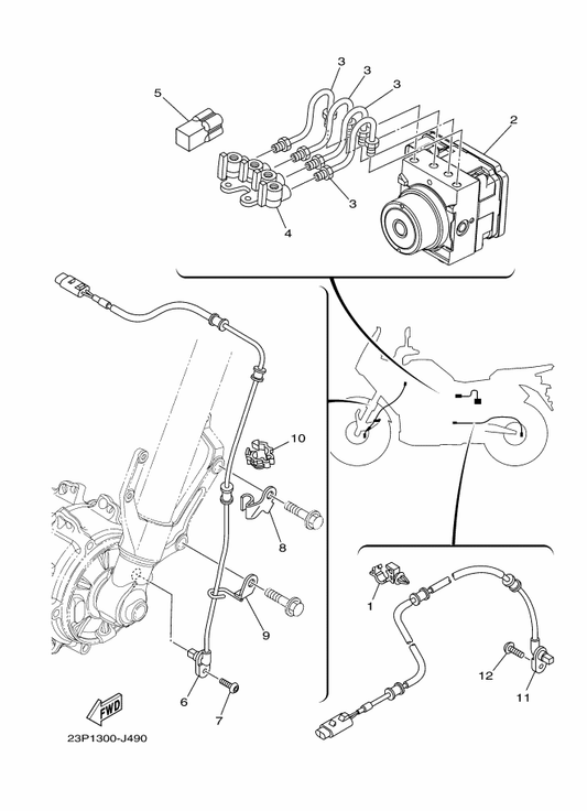 Yamaha 23P-85930-09 Hydraulic Unit Assy — shown on the Electrical 3 parts diagram