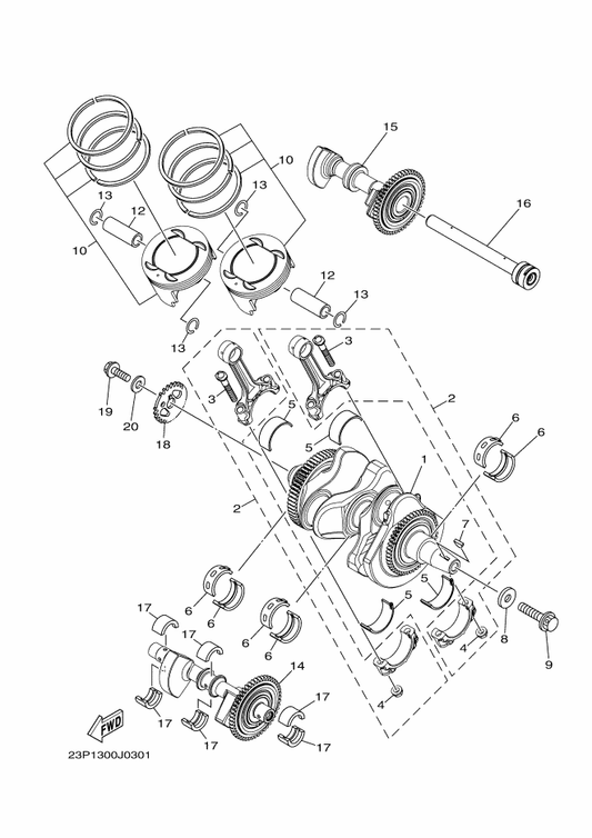 Yamaha 2BS-W1163-00 Piston Assy — shown on the Crankshaft & Piston parts diagram