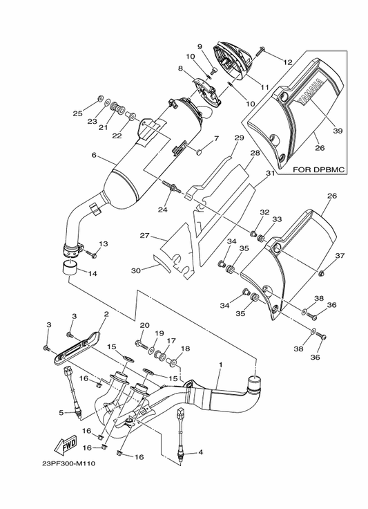 Yamaha 23P-1474K-20 Bracket 4-1 — shown on the Exhaust parts diagram
