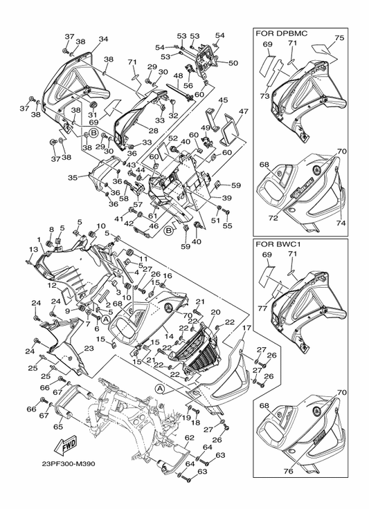 Yamaha 99247-00120 . Emblem, Yamaha — shown on the Cowling parts diagram