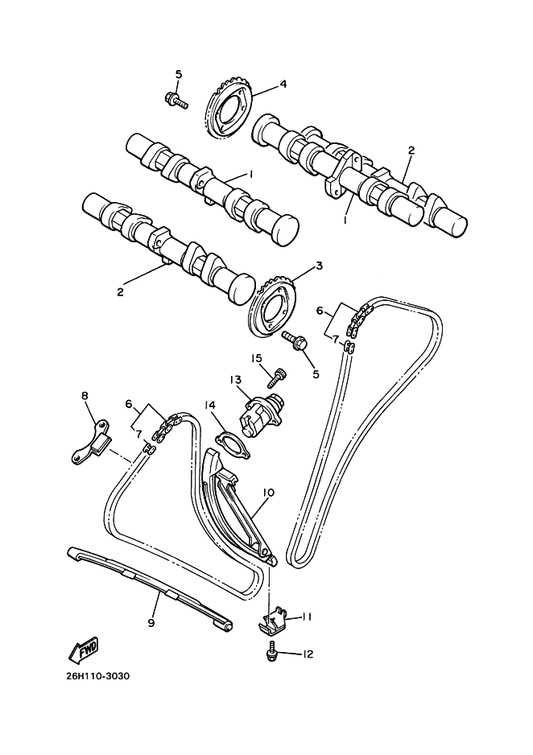 Yamaha 26H-12251-00 Damper, Chain 1 — shown on the カムシヤフト . チエーン parts diagram