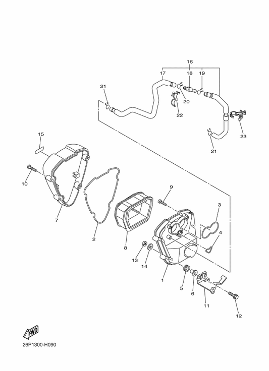 Yamaha 3D8-14457-00 Seal — shown on the Intake 2 parts diagram
