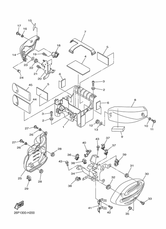 Yamaha 90464-11003 Clamp — shown on the Side Cover parts diagram