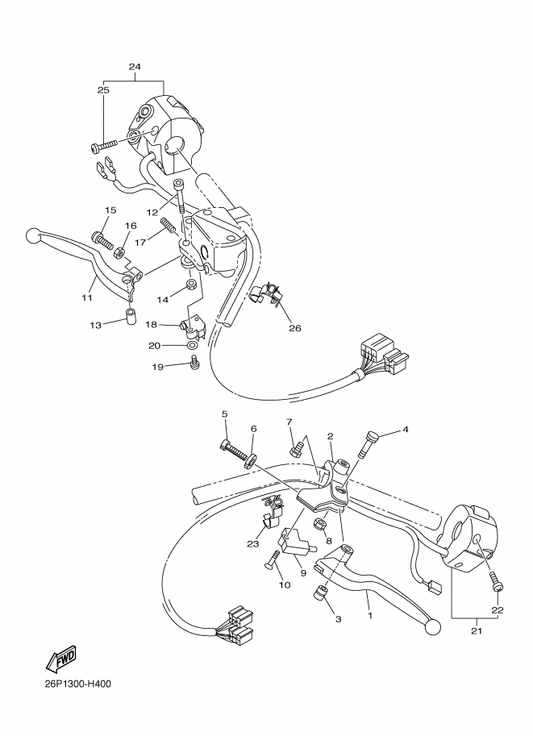Yamaha 4TR-83913-00 Collar, Lever 1 — shown on the Handle Switch & Lever parts diagram
