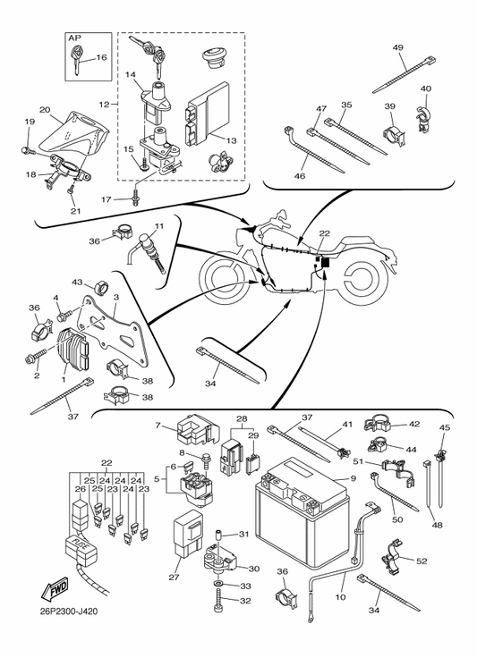 Yamaha 90465-13M39 . Clamp — shown on the Electrical 2 parts diagram