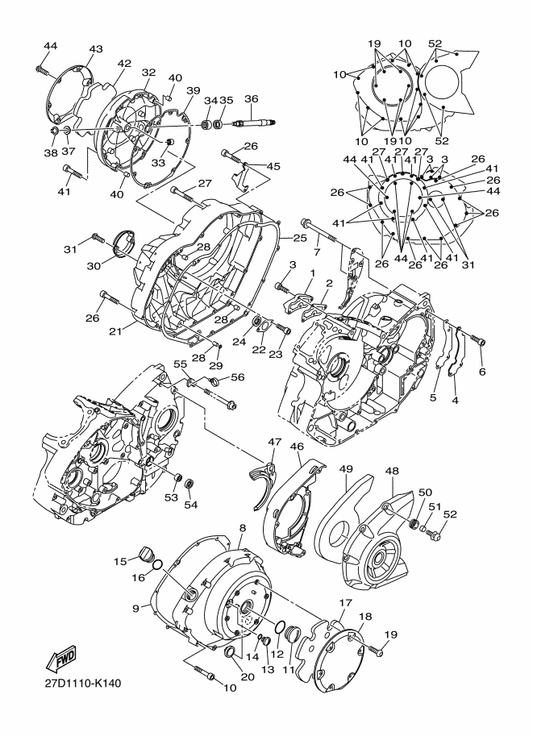 Yamaha 90387-06207 . Collar — shown on the Crankcase Cover 1 parts diagram
