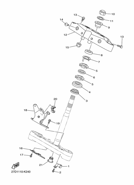 Yamaha 27D-23774-00 Plate — shown on the Steering parts diagram