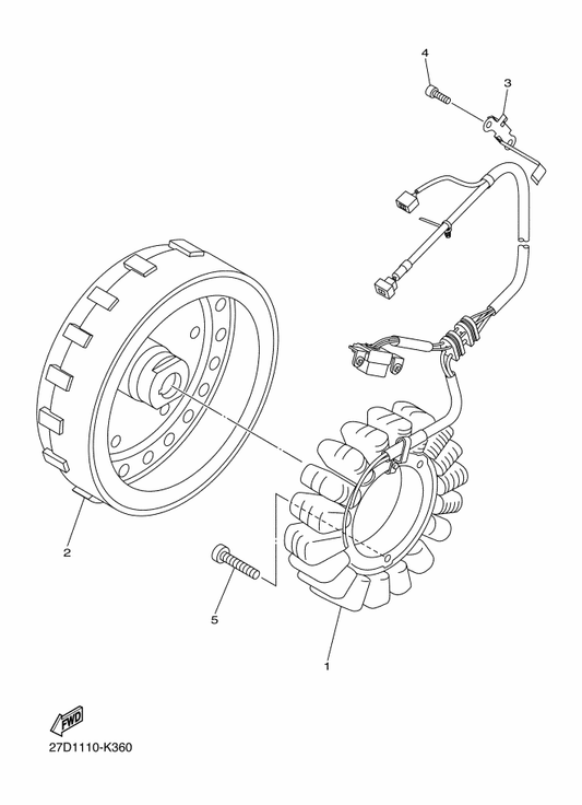 Yamaha 3D8-81450-10 Rotor Assy — shown on the Generator parts diagram
