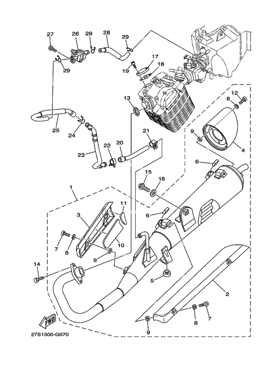 Yamaha 5VL-E4613-00 Gasket, Exhaust Pipe — shown on the Exhaust parts diagram