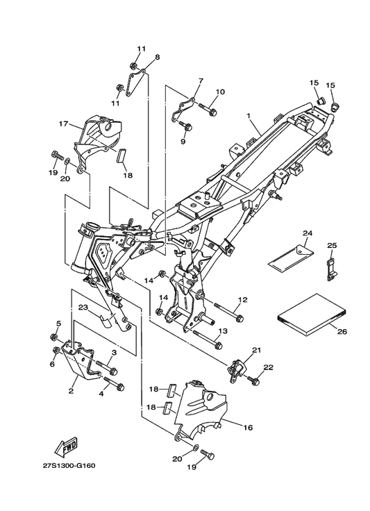 Yamaha 9570L-10500 Nut, Flange — shown on the Frame parts diagram