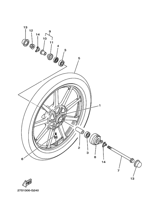Yamaha 90560-15293 Spacer — shown on the Front Wheel parts diagram