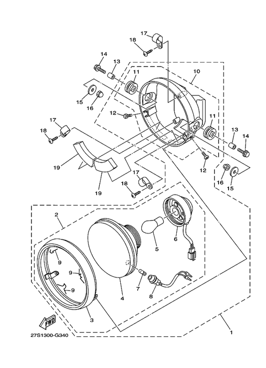 Yamaha 27S-H4330-00 . Body Assy — shown on the Headlight parts diagram