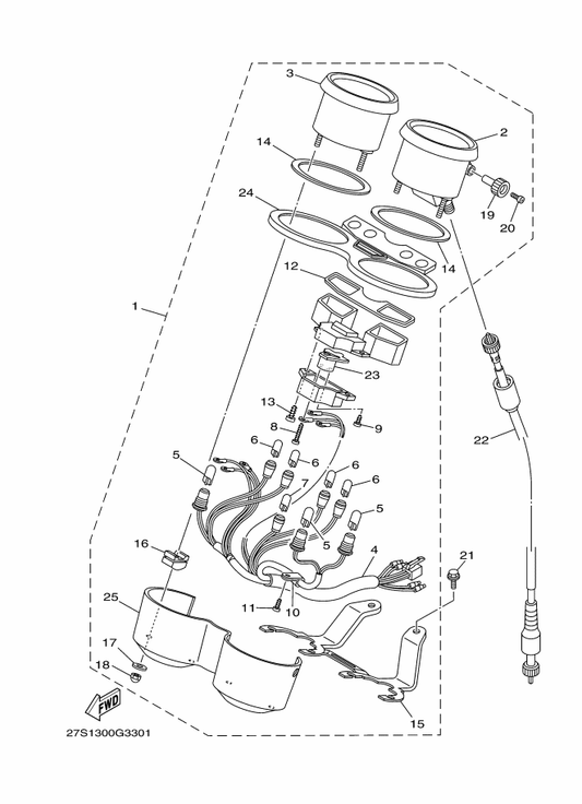 Yamaha 27S-H3509-00 . Socket Cord Assy — shown on the Meter parts diagram