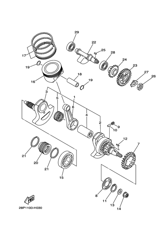 Yamaha 3B4-11531-00 Gear, Balance Weight — shown on the Crankshaft & Piston parts diagram