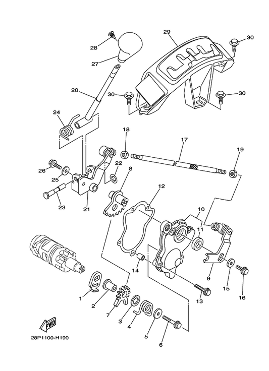 Yamaha 3B4-18169-20 Arm, Shift 2 — shown on the Shift Shaft parts diagram