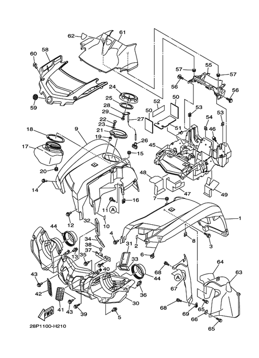 Yamaha 90109-06172 Bolt — shown on the Front Fender parts diagram