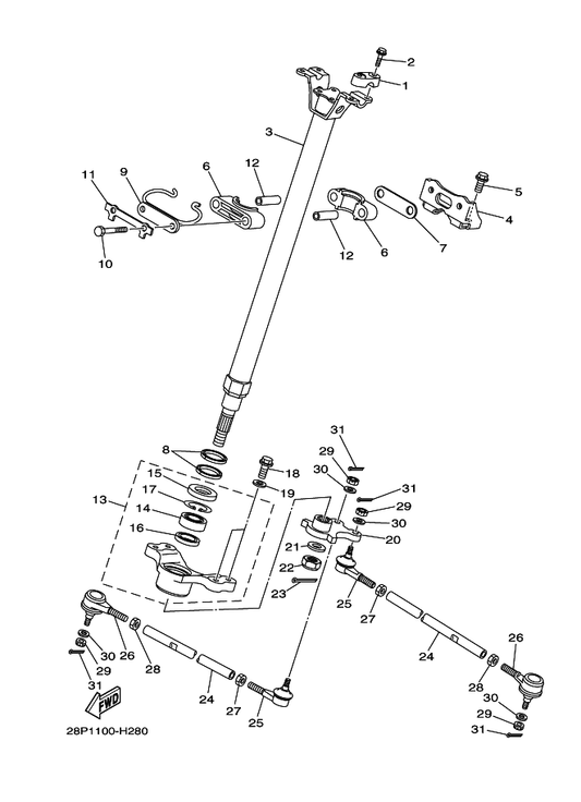 Yamaha 90387-09011 Collar — shown on the Steering parts diagram